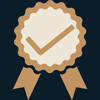 certification icon graphic in blue and gold