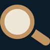 transparent magnifying glass icon in blue and gold